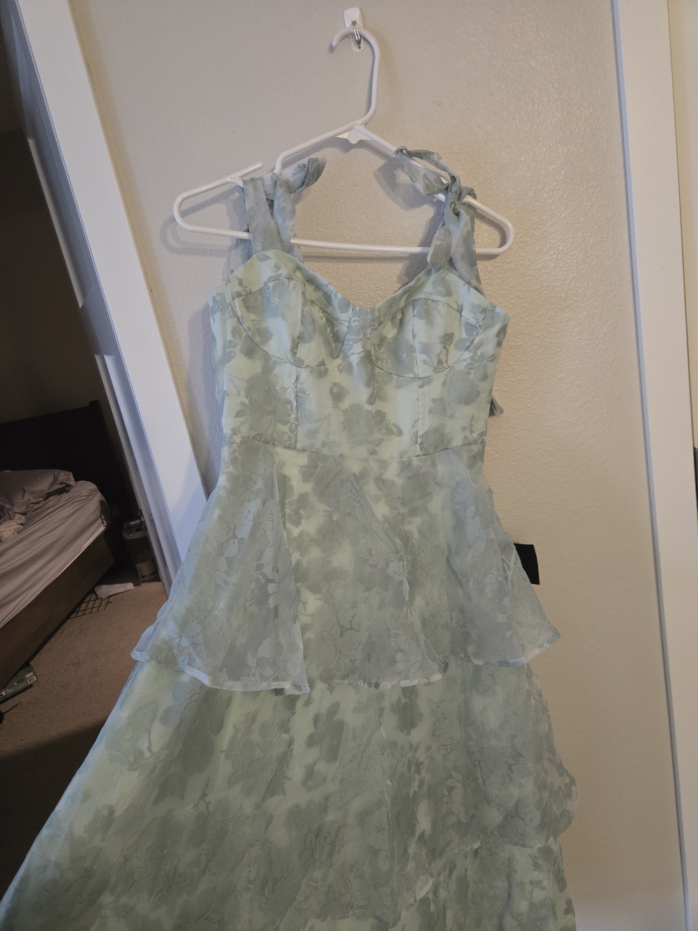 Lulus Glamorous Sweetie Sage Burnout Tie-Strap Bustier Midi Dress - Picture 5 of 9
